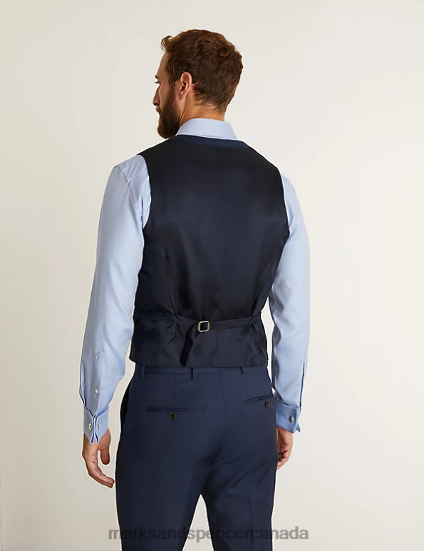 Men Medium Navy Clothing Marks & Spencer Pure Wool Twill Waistcoat 20VTD6290 - Marks and Spencer online