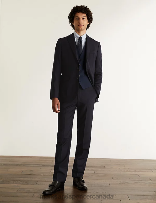 Men Medium Navy Clothing Marks & Spencer Pure Wool Twill Waistcoat 20VTD6290 - Marks and Spencer online