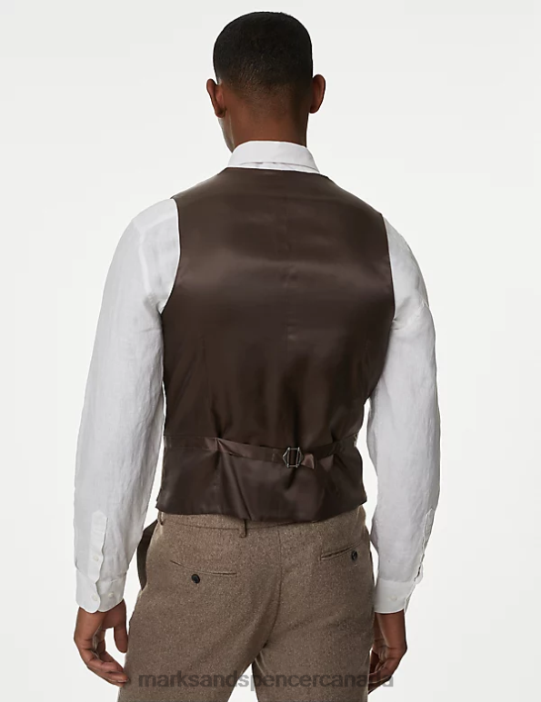 Men Oatmeal Clothing Marks & Spencer Wool Rich Donegal Waistcoat 20VTD6647 - Marks and Spencer Canada locations