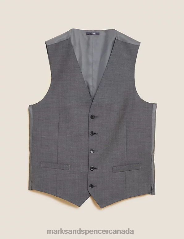 Men Silver Grey Clothing Marks & Spencer Pure Wool Waistcoat 20VTD5639 - Marks and Spencer online