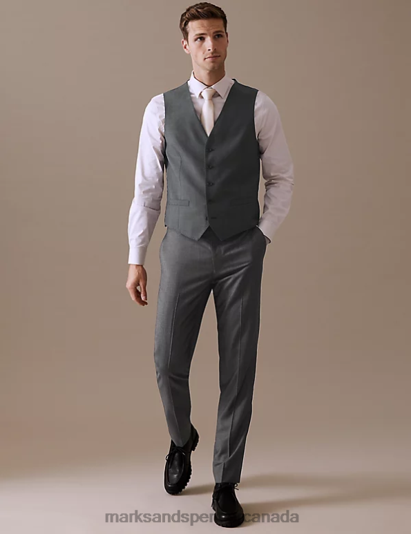 Men Silver Grey Clothing Marks & Spencer Pure Wool Waistcoat 20VTD5639 - Marks and Spencer online
