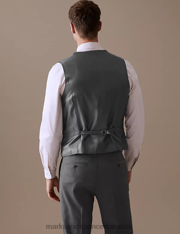 Men Silver Grey Clothing Marks & Spencer Pure Wool Waistcoat 20VTD5639 - Marks and Spencer online