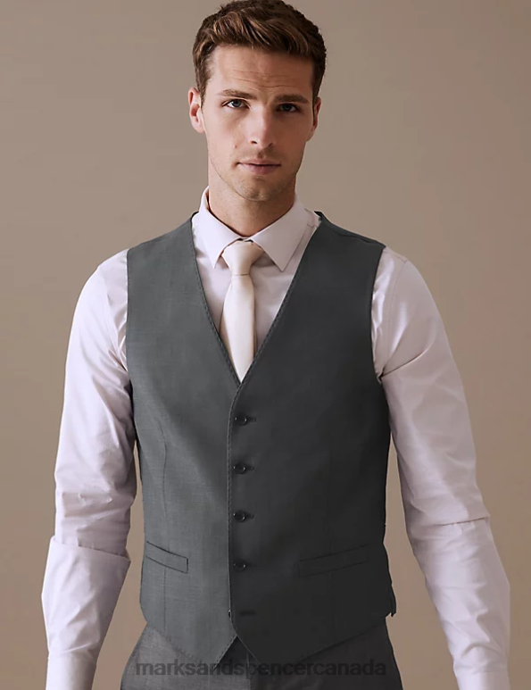 Men Silver Grey Clothing Marks & Spencer Pure Wool Waistcoat 20VTD5639 - Marks and Spencer online