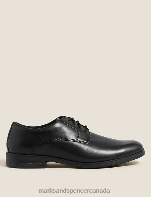 Men Black Footwear Marks & Spencer Airflex Leather Derby Shoes 20VTD7180 - Marks and Spencer outlet
