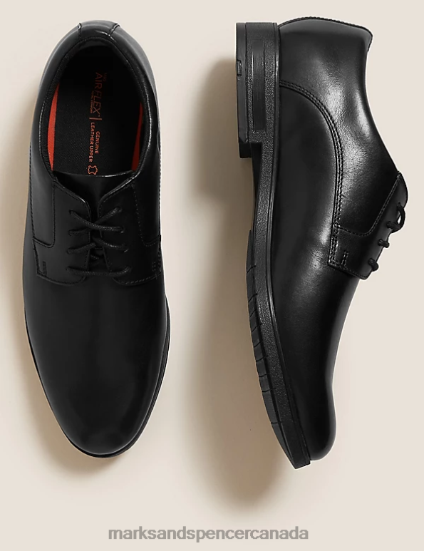 Men Black Footwear Marks & Spencer Airflex Leather Derby Shoes 20VTD7180 - Marks and Spencer outlet