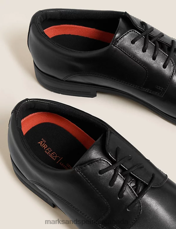 Men Black Footwear Marks & Spencer Airflex Leather Derby Shoes 20VTD7180 - Marks and Spencer outlet