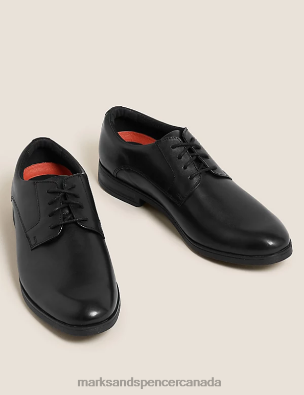 Men Black Footwear Marks & Spencer Airflex Leather Derby Shoes 20VTD7180 - Marks and Spencer outlet