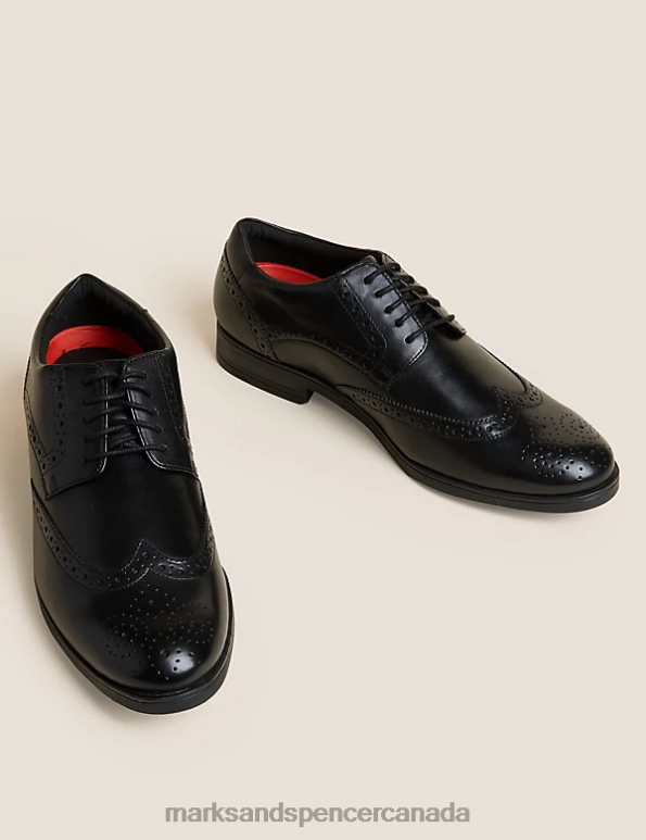 Men Black Footwear Marks & Spencer Wide Fit Airflex Leather Brogues 20VTD6060 - Marks and Spencer online