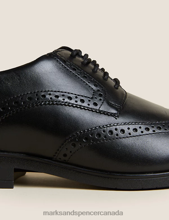 Men Black Footwear Marks & Spencer Wide Fit Airflex Leather Brogues 20VTD6060 - Marks and Spencer online