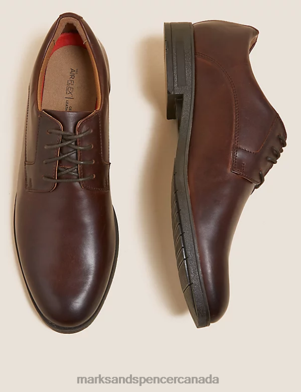 Men Brown Footwear Marks & Spencer Airflex Leather Derby Shoes 20VTD7499 - Marks and Spencer Canada locations