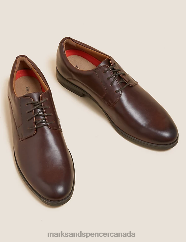 Men Brown Footwear Marks & Spencer Airflex Leather Derby Shoes 20VTD7499 - Marks and Spencer Canada locations