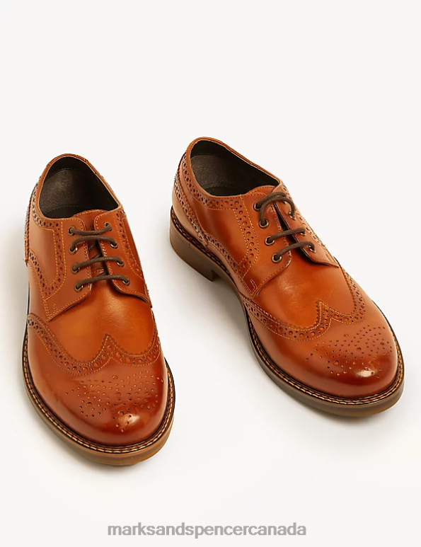 Marks and Spencer sale - Men Chestnut Footwear Marks & Spencer Wide Fit Leather Brogues 20VTD5388