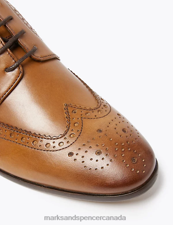 Men Chestnut Footwear Marks & Spencer Wide Fit Leather Brogues 20VTD6595 - Marks and Spencer outlet
