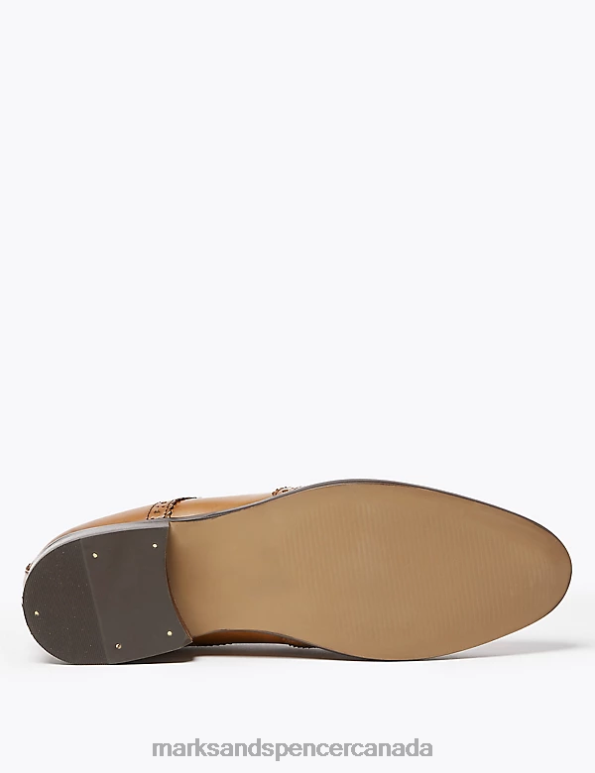 Men Chestnut Footwear Marks & Spencer Wide Fit Leather Brogues 20VTD6595 - Marks and Spencer outlet