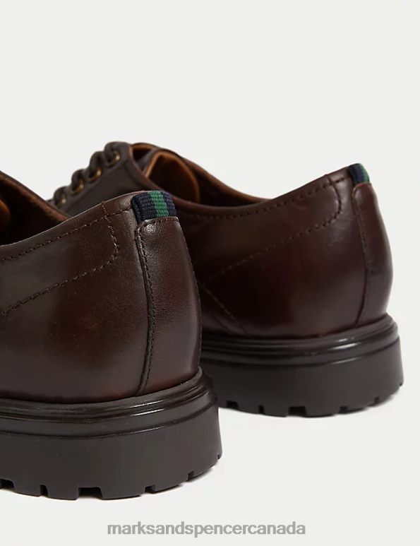 Men Dark Brown Footwear Marks & Spencer Leather Derby Shoes 20VTD7498 - Marks and Spencer online