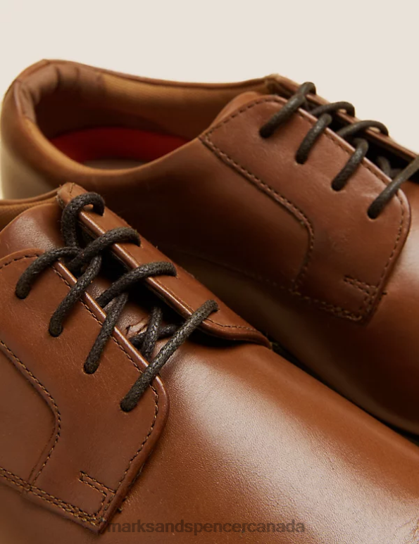 Men Tan Footwear Marks & Spencer Airflex Leather Derby Shoes 20VTD7500 - Marks and Spencer outlet
