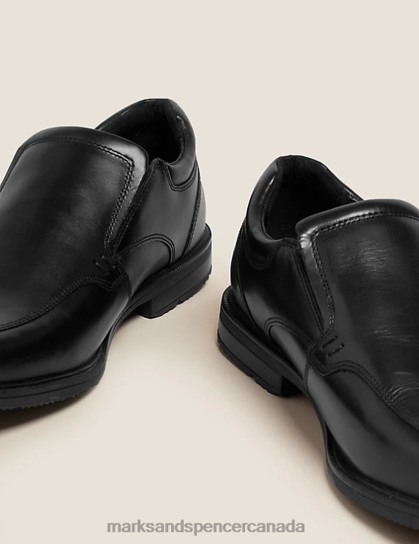 Marks and Spencer Canada - Men Black Footwear Marks & Spencer Wide Fit Airflex Leather Shoes 20VTD6755