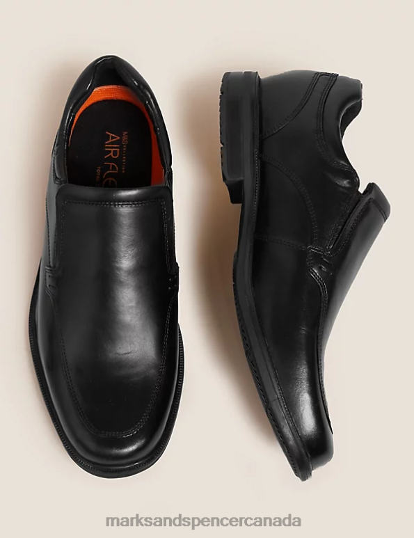 Marks and Spencer Canada - Men Black Footwear Marks & Spencer Wide Fit Airflex Leather Shoes 20VTD6755