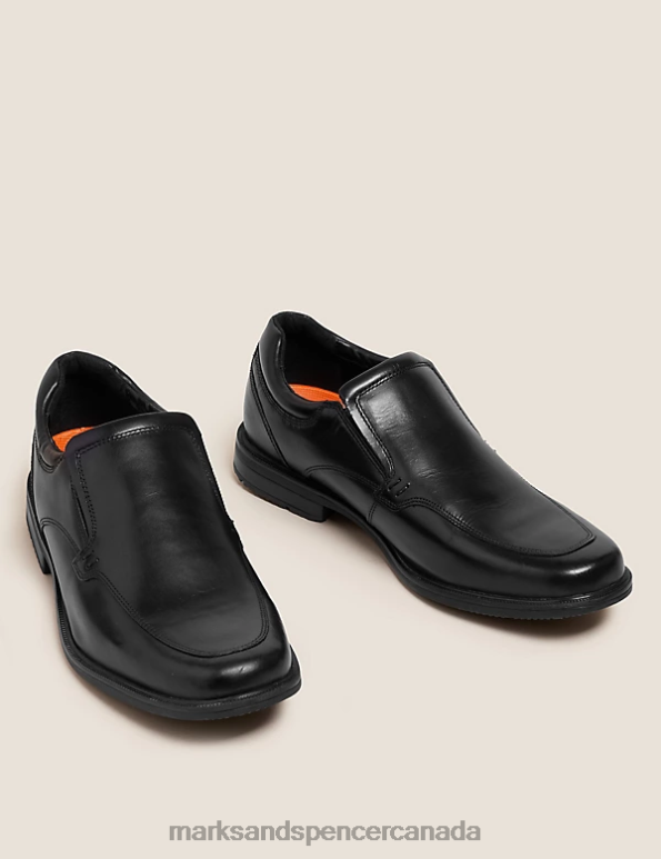 Marks and Spencer Canada - Men Black Footwear Marks & Spencer Wide Fit Airflex Leather Shoes 20VTD6755