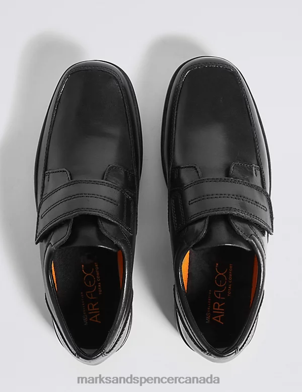 Men Black Footwear Marks & Spencer Wide Fit Airflex Leather Shoes 20VTD7148 - Marks and Spencer Canada locations