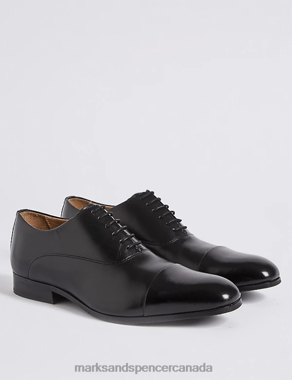 Marks and Spencer sale - Men Black Footwear Marks & Spencer Wide Fit Leather Oxford Shoes 20VTD7078