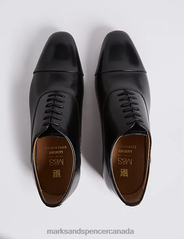 Marks and Spencer sale - Men Black Footwear Marks & Spencer Wide Fit Leather Oxford Shoes 20VTD7078