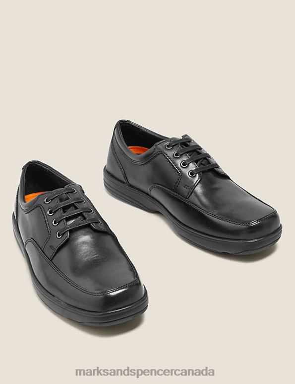 Men Black Mix Footwear Marks & Spencer Wide Fit Airflex Leather Shoes 20VTD6240 - Marks and Spencer outlet