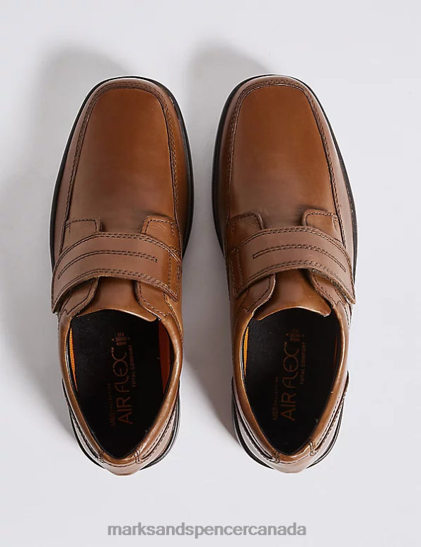 Men Tan Footwear Marks & Spencer Wide Fit Airflex Leather Shoes 20VTD7468 - Marks and Spencer outlet