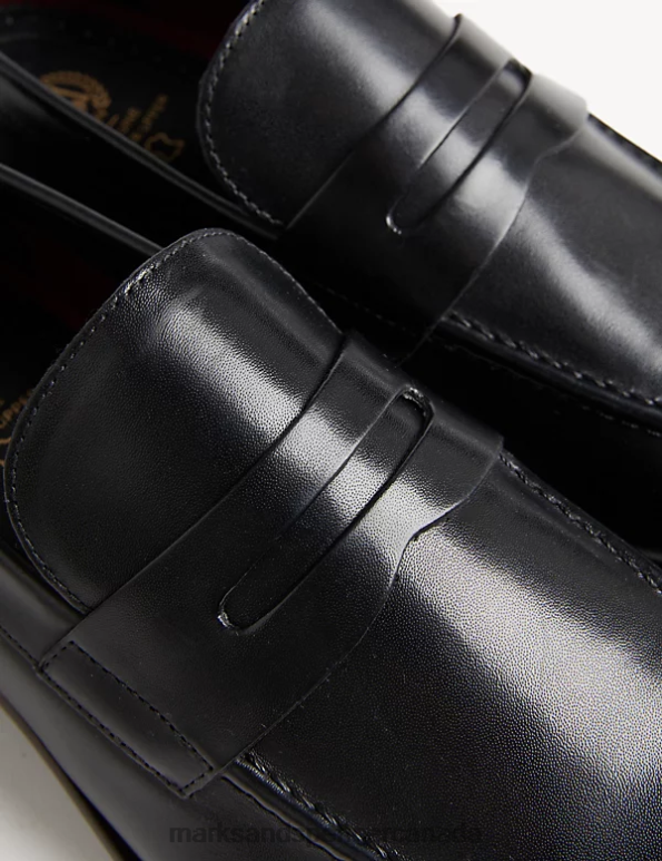 Marks and Spencer sale - Men Black Footwear Marks & Spencer Leather Slip-On Loafers 20VTD5177