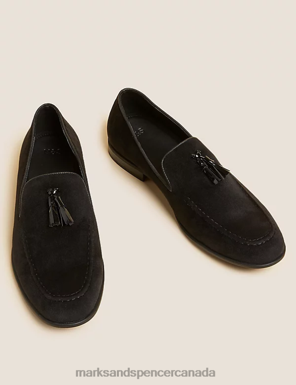 Men Black Footwear Marks & Spencer Velvet Slip-On Loafers 20VTD5693 - Marks and Spencer Canada locations