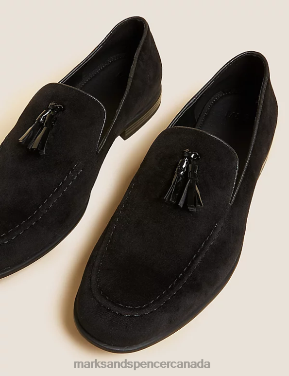 Men Black Footwear Marks & Spencer Velvet Slip-On Loafers 20VTD5693 - Marks and Spencer Canada locations
