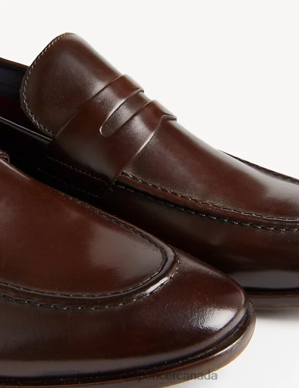 Men Brown Footwear Marks & Spencer Leather Slip-On Loafers 20VTD5568 - Marks and Spencer online