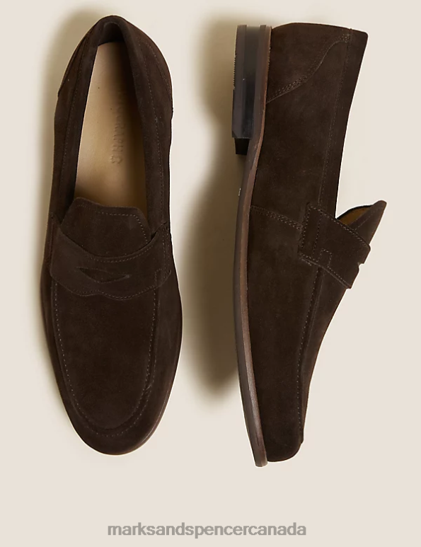Marks and Spencer near me - Men Chocolate Footwear Marks & Spencer Suede Stain Resistant Slip-On Loafers 20VTD6745