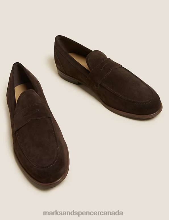 Marks and Spencer near me - Men Chocolate Footwear Marks & Spencer Suede Stain Resistant Slip-On Loafers 20VTD6745