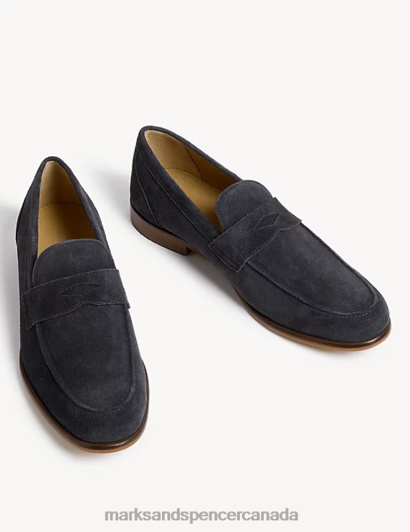 Marks and Spencer sale - Men Navy Footwear Marks & Spencer Suede Stain Resistant Slip-On Loafers 20VTD7098