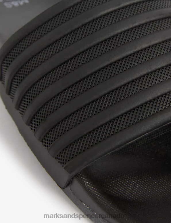 Men Black Mix Footwear Marks & Spencer Airflex Striped Sliders 20VTD5424 - Marks and Spencer online