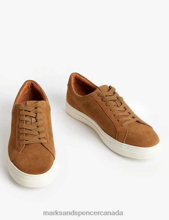 Marks and Spencer near me - Men Caramel Footwear Marks & Spencer Suede Lace Up Trainers 20VTD5725