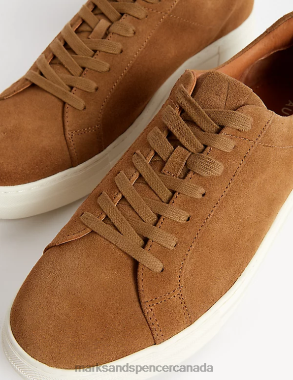 Marks and Spencer near me - Men Caramel Footwear Marks & Spencer Suede Lace Up Trainers 20VTD5725