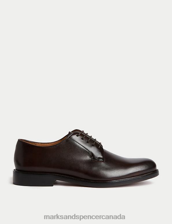 Marks and Spencer sale - Men Dark Brown Footwear Marks & Spencer Leather Derby Shoes 20VTD5914