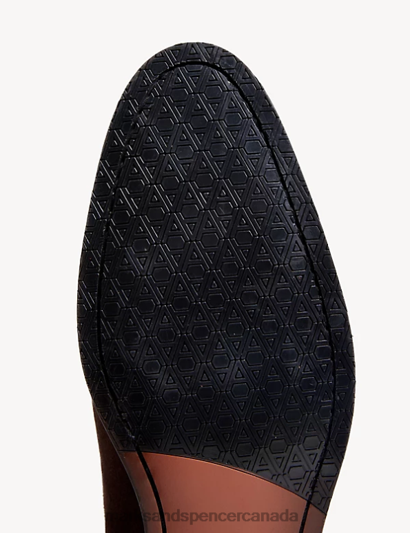 Men Dark Brown Footwear Marks & Spencer Suede Monk Strap Shoes 20VTD6255 - Marks and Spencer Canada locations