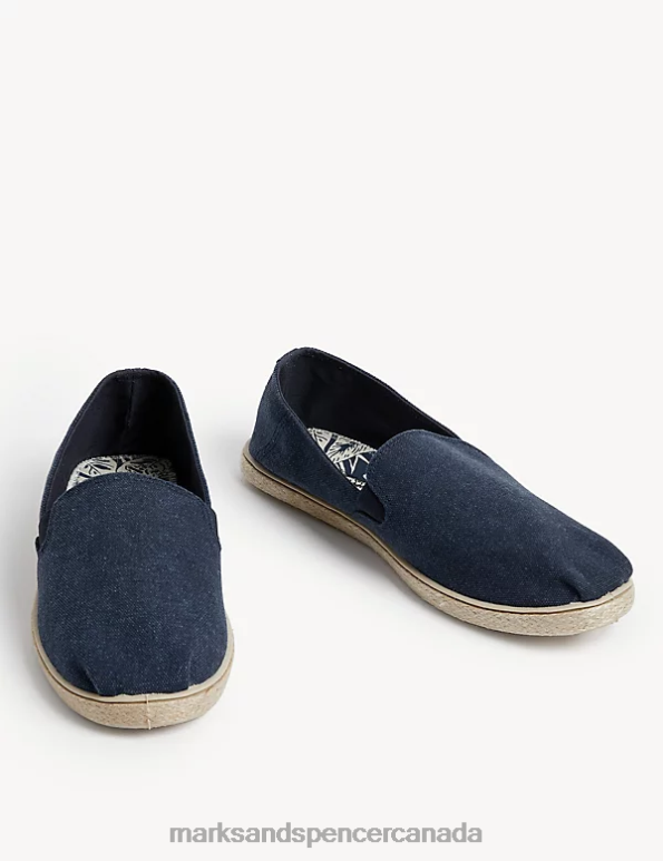 Marks and Spencer near me - Men Dark Denim Footwear Marks & Spencer Canvas Slip-On Espadrilles with Freshfeet 20VTD5426