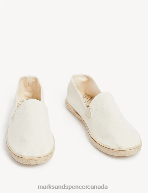 Marks and Spencer Canada - Men Ecru Footwear Marks & Spencer Canvas Slip-On Espadrilles with Freshfeet 20VTD5813