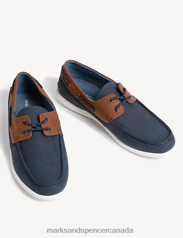 Men Navy Footwear Marks & Spencer Lace Up Deck Shoes 20VTD6464 - Marks and Spencer outlet