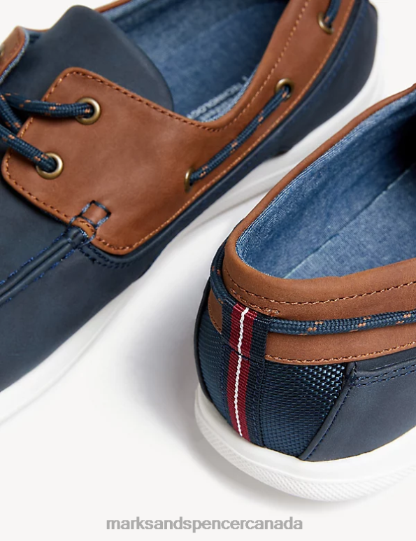 Men Navy Footwear Marks & Spencer Lace Up Deck Shoes 20VTD6464 - Marks and Spencer outlet