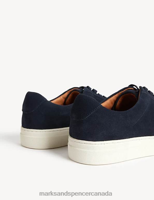 Men Navy Footwear Marks & Spencer Suede Lace Up Trainers 20VTD6097 - Marks and Spencer outlet