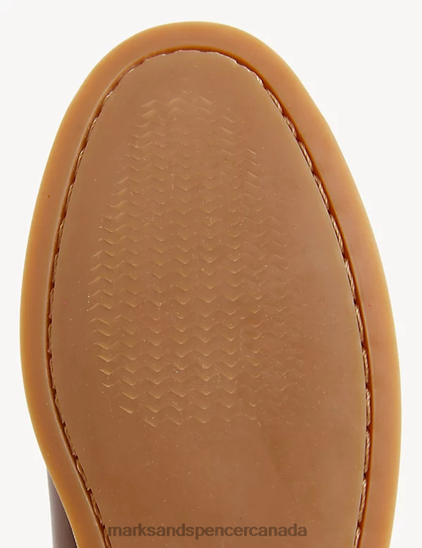 Marks and Spencer Canada - Men Tan Footwear Marks & Spencer Leather Slip-On Boat Shoes 20VTD6923