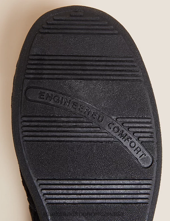 Men Black Footwear Marks & Spencer Corduroy Slippers with Freshfeet 20VTD6383 - Marks and Spencer outlet