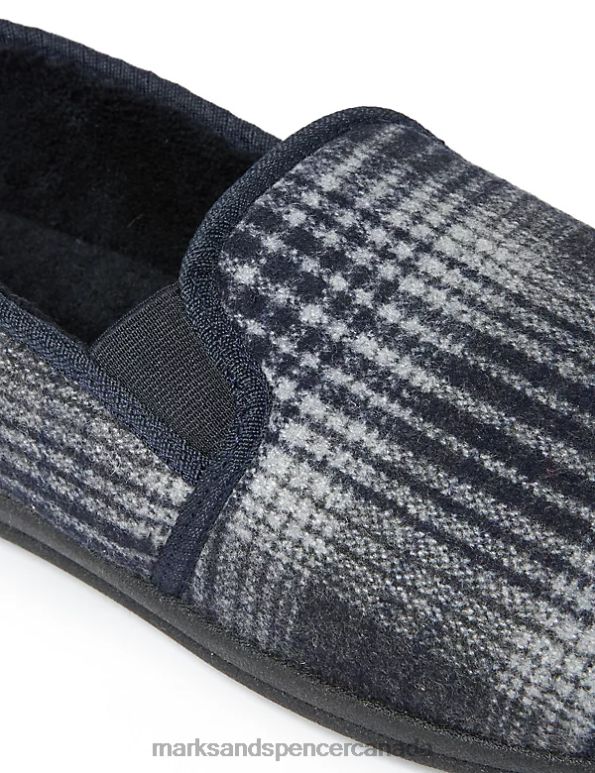 Marks and Spencer sale - Men Black Mix Footwear Marks & Spencer Fleece Lined Slippers with Freshfeet 20VTD6475