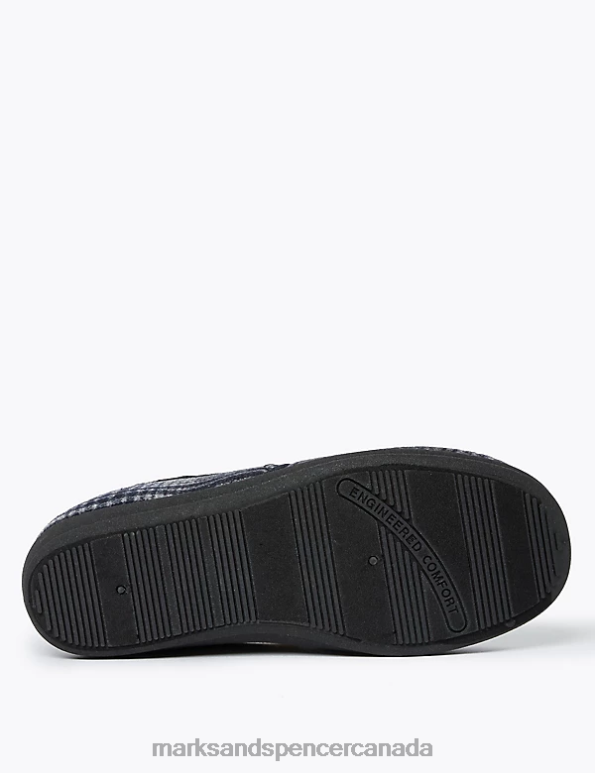 Marks and Spencer sale - Men Black Mix Footwear Marks & Spencer Fleece Lined Slippers with Freshfeet 20VTD6475