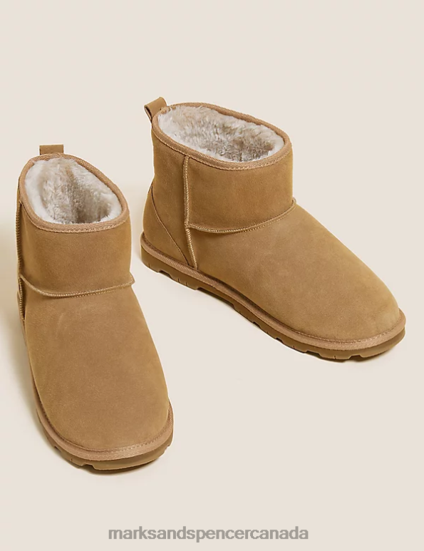 Marks and Spencer near me - Men Light Tan Footwear Marks & Spencer Suede Slipper Boots 20VTD7502